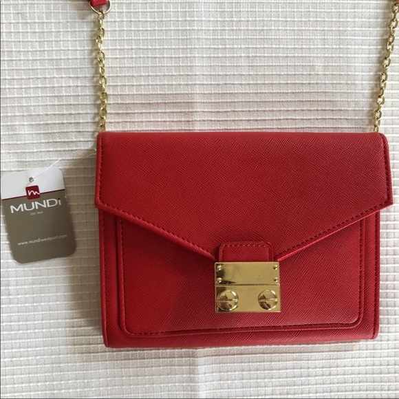 mundi Handbags - Mundi Red Coin Purse with Gold Chain Strap NWT